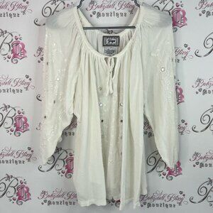 Yaya long sleeve blouse holographic sequins White Embellished Women's Blouse
